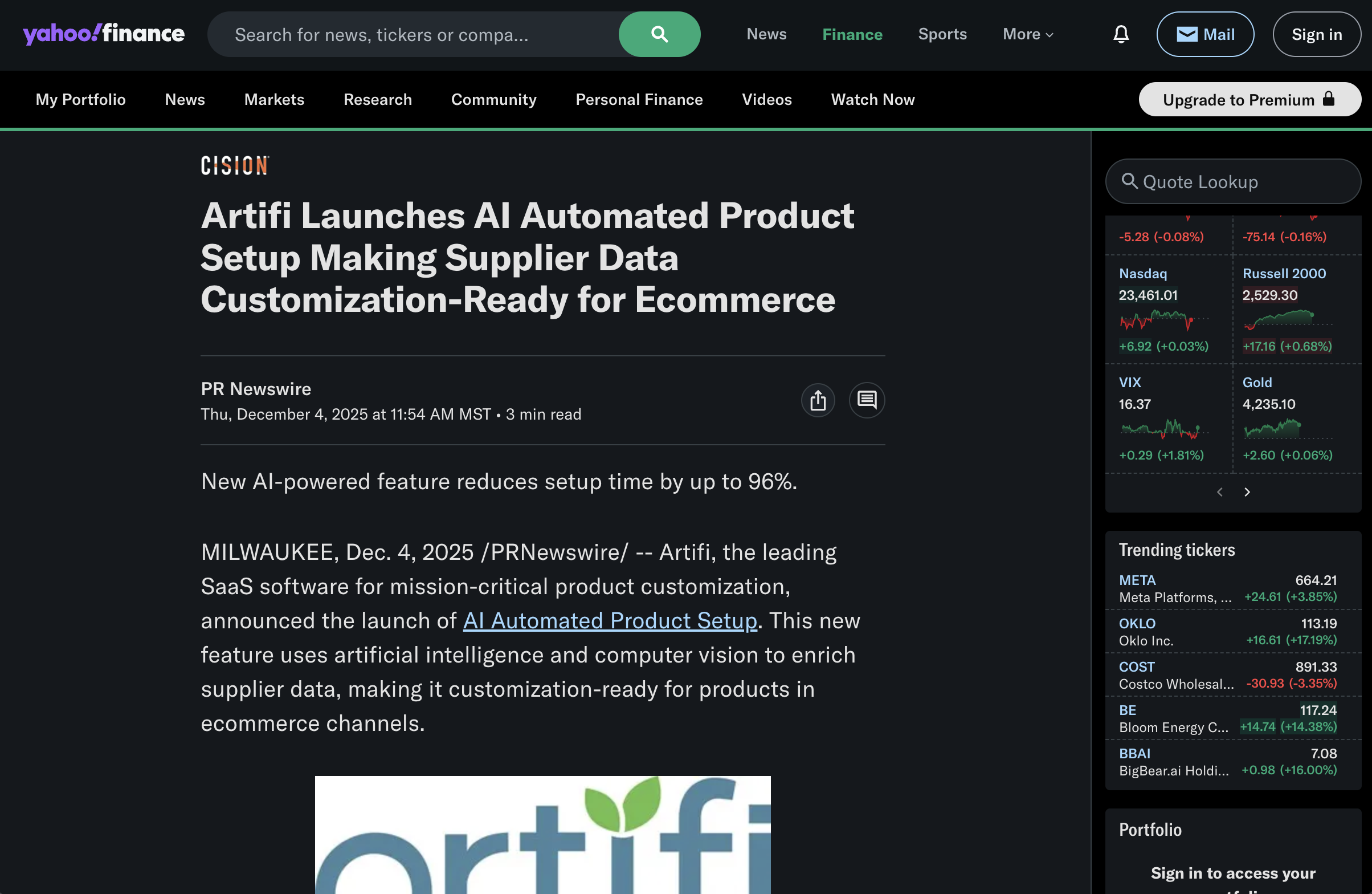 Yahoo Finance Example